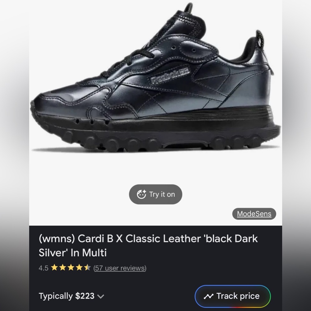 Reebok Classic x Cardi B Leather “Core Black/Dark Silver" women’s 8 - Picture 5 of 14
